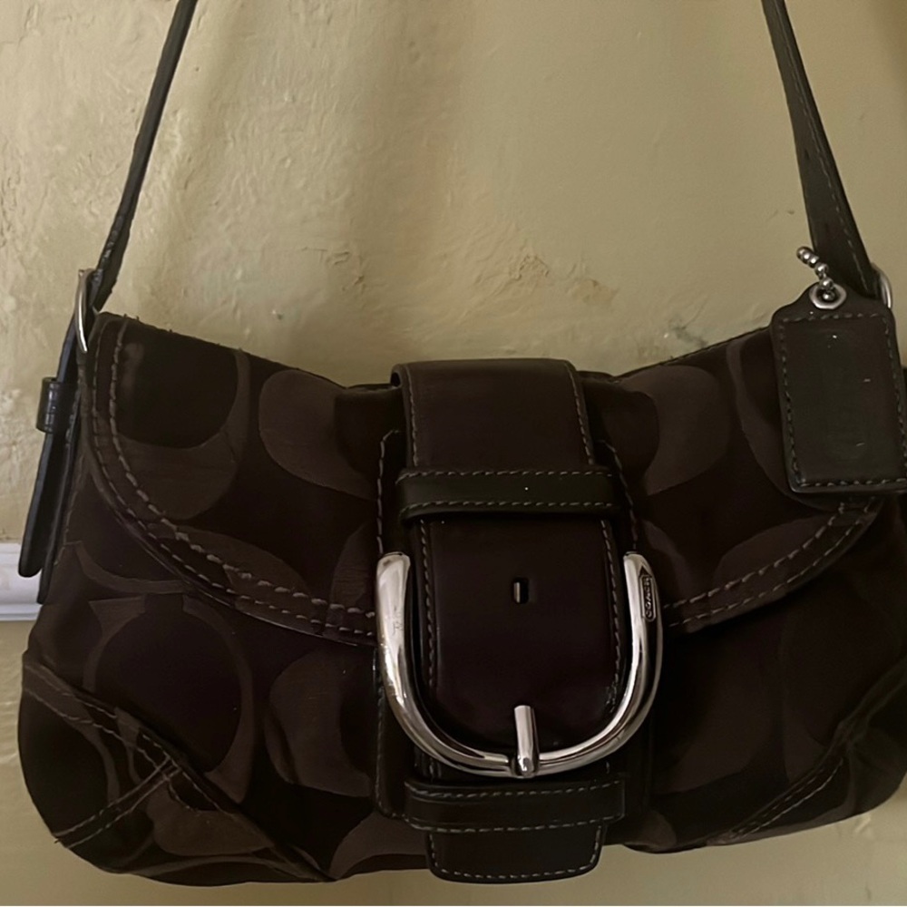COACH SOHO SIGNATURE SMALL FLAP HOBO HANDBAG